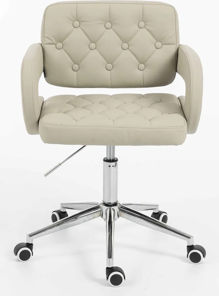 HR8403K Scaun Ecru Piele Ecologica Premium Soft cu Bază Cromata