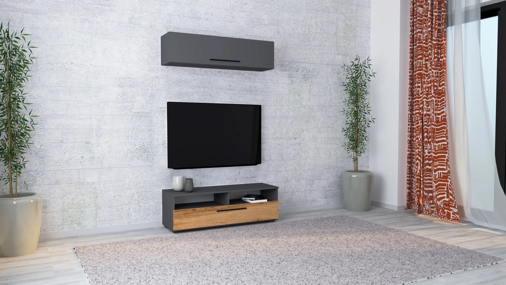 Living haaus Haga V11, Antracit/Stejar Wotan, L 120 cm