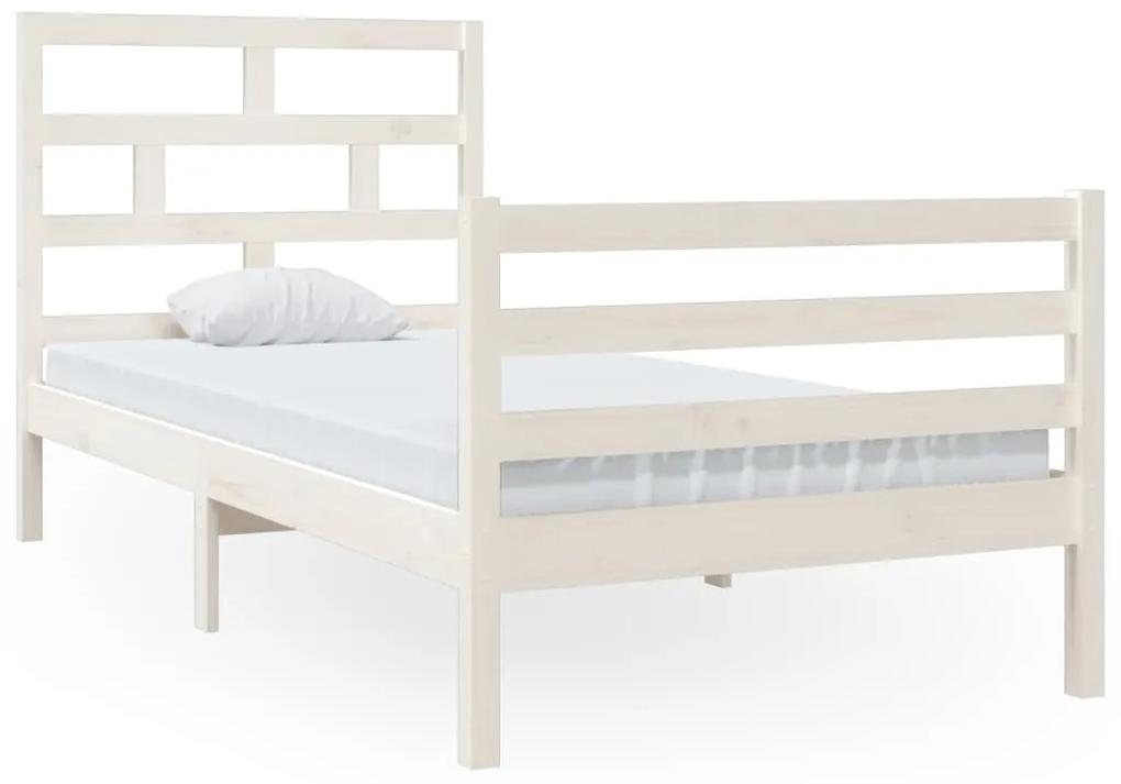 3101269 vidaXL Cadru de pat ,alb, 90x200 cm, lemn masiv de pin