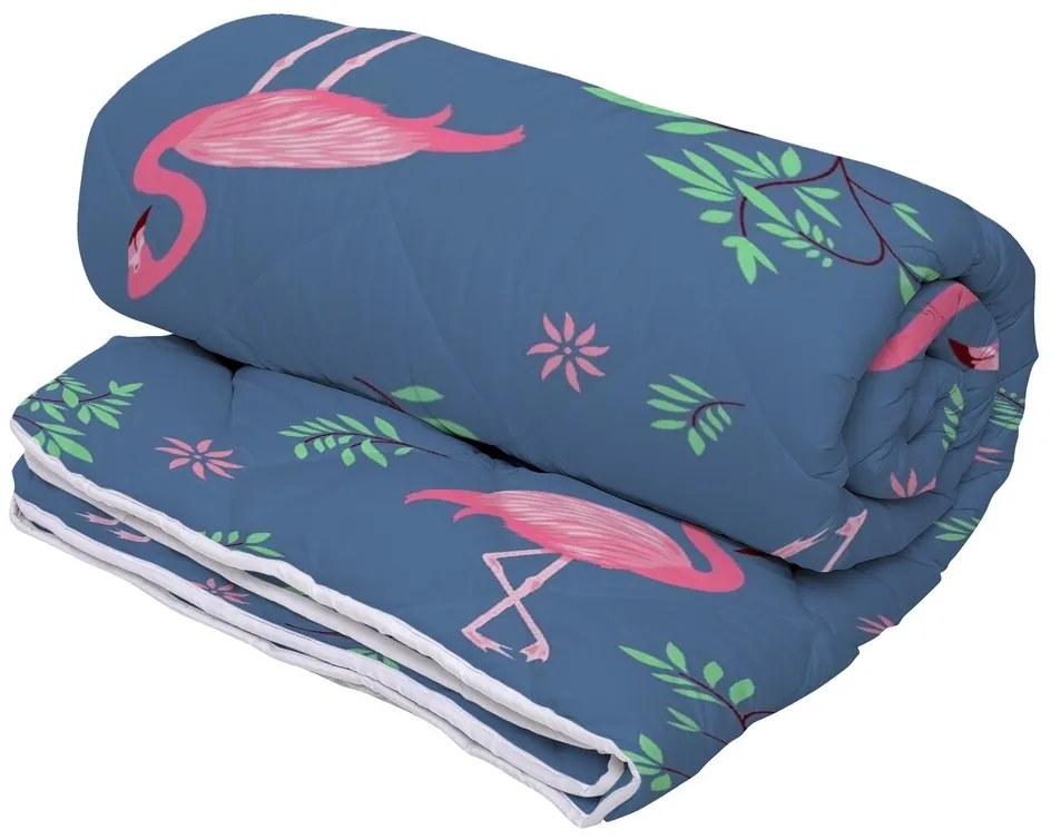 Set Alcam 2 perne microfibra 50x70 cm si pilota matlasata 220x200 cm, Pink Flamingo