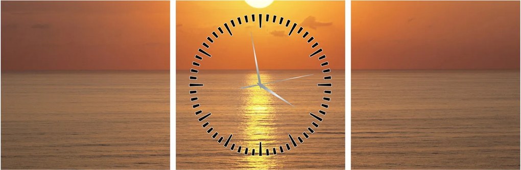 Tablou - Apus de soare peste ocean (cu ceas) (90x30 cm)