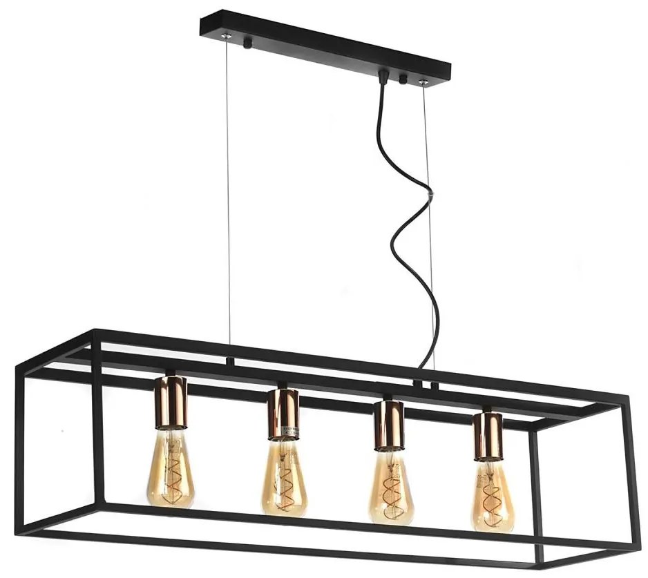 Lustră pe cablu ONLI FLOKI 4xE27/15W/230V negru/cupru