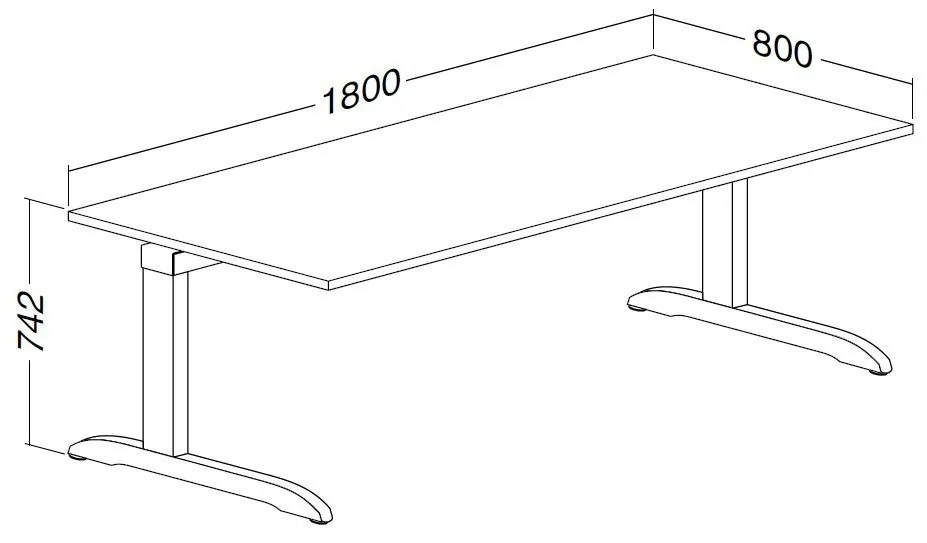 Masa ProOffice C 180 x 80 cm, nuc