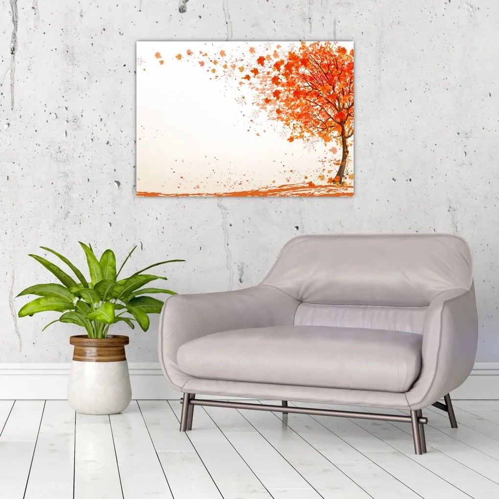 Tablou pe sticlă - Copac în vâmnt (70x50 cm)