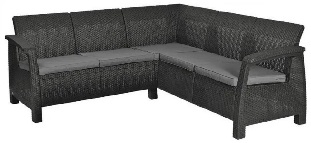 Set de colț de grădină din ratan artificial Corfu relax, grafit