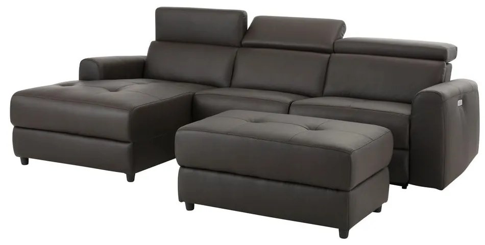 Colțar maro închis cu tapițerie din imitație de piele (cu colț pe partea stângă ) Capena – Støraa