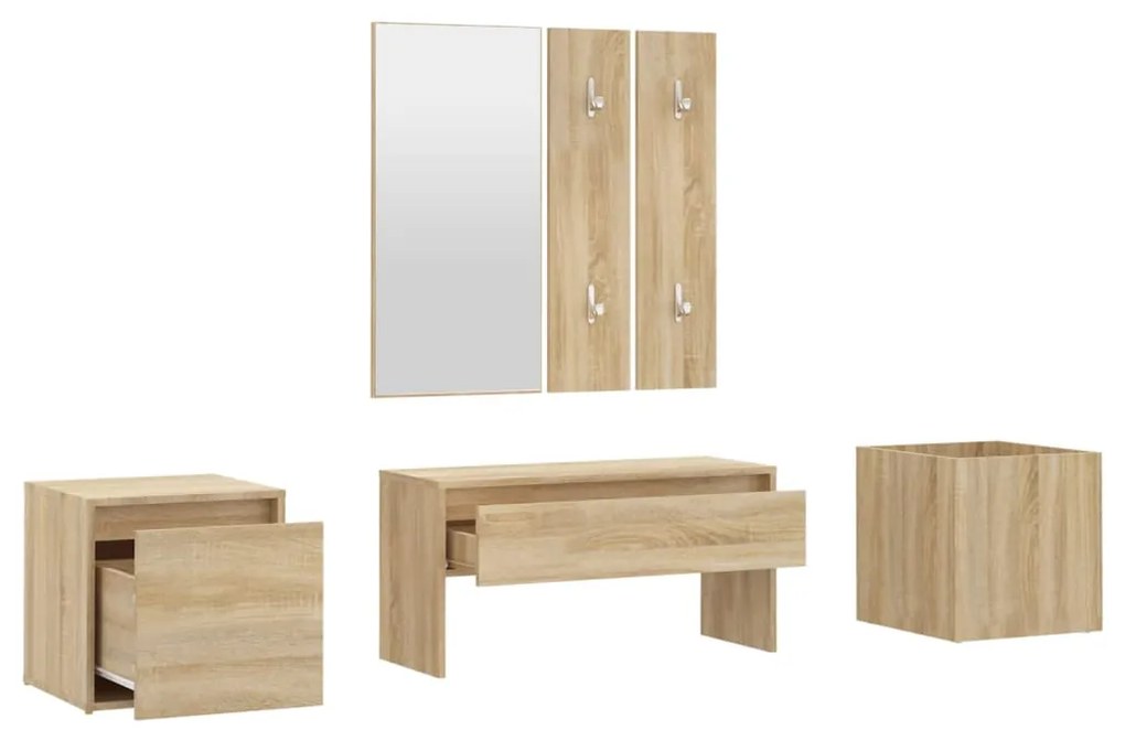 Set de mobilier pentru hol, stejar sonoma, lemn prelucrat