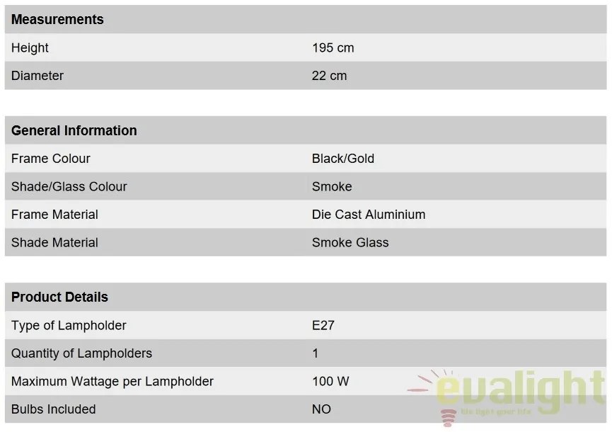 Stalp iluminat exterior stil clasic IP43 H211 Puchberg AL 11K/82506 schwarz-gold/rauch OR