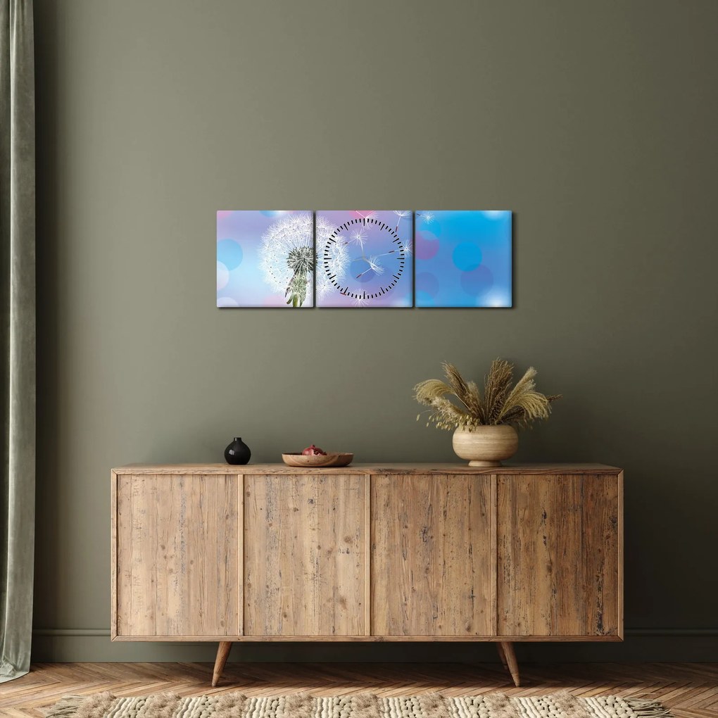 Tablou - Păpădie în vânt (cu ceas) (90x30 cm)