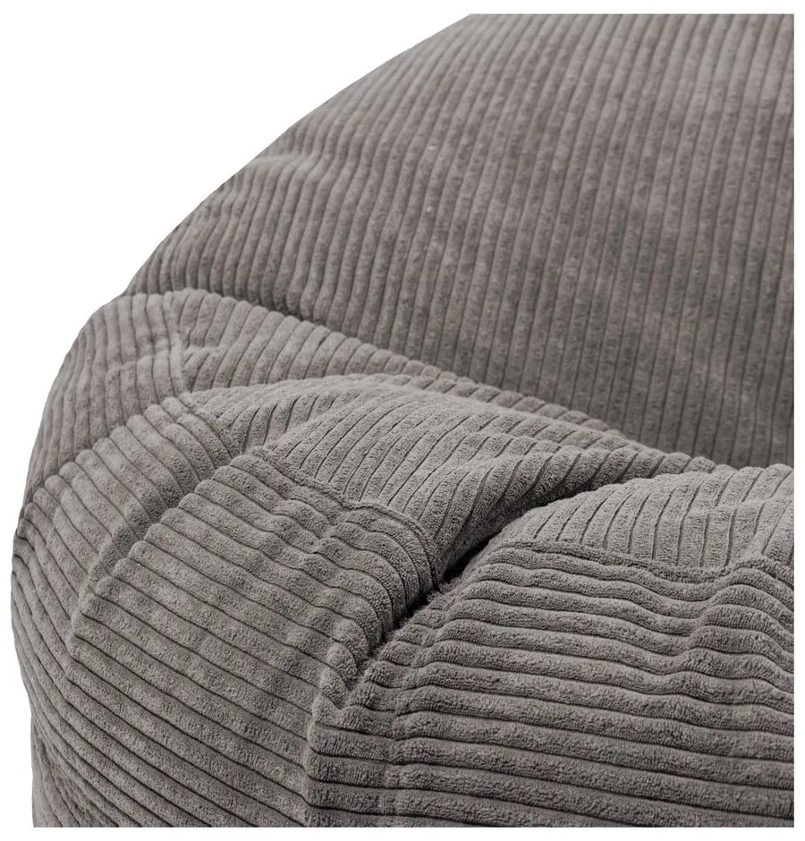 Fotoliu bean bag gri deschis cu tapițerie din catifea reiată Roll 135 – SLOWDOWN