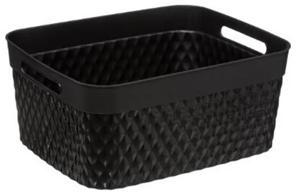 Cutie depozitare Disco negru, plastic, 15 litri, 29.5x37x16.4 cm