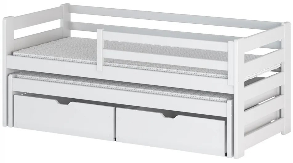 Pat pentru copii 90 cm Palkana (Alb) (cu somieră) (cu sp. depozitare). 1103334