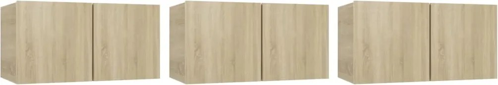 vidaXL Dulapuri TV suspendate 3 buc. stejar sonoma 60x30x30 cm