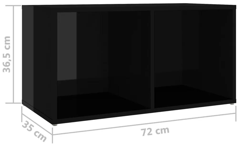 Comode TV, 4 buc., negru extra lucios, 72x35x36,5 cm, PAL 4, negru foarte lucios