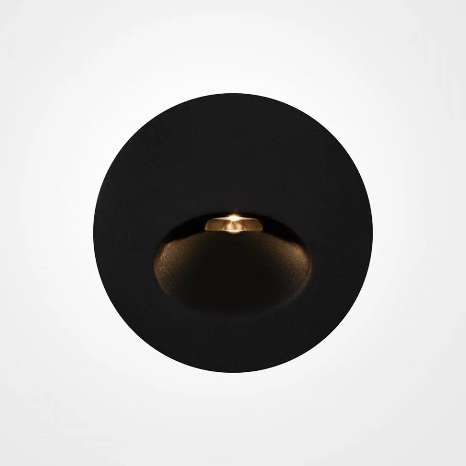 Aplica perete exterior moderna rotunda neagra cu led Maytoni Bil