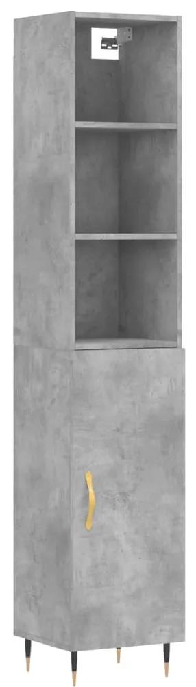 3189617 vidaXL Dulap înalt, gri beton, 34,5x34x180 cm, lemn prelucrat