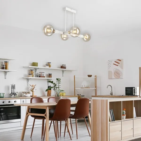 Lustră pe tijă ASTRID 4xE27/60W/230V alb