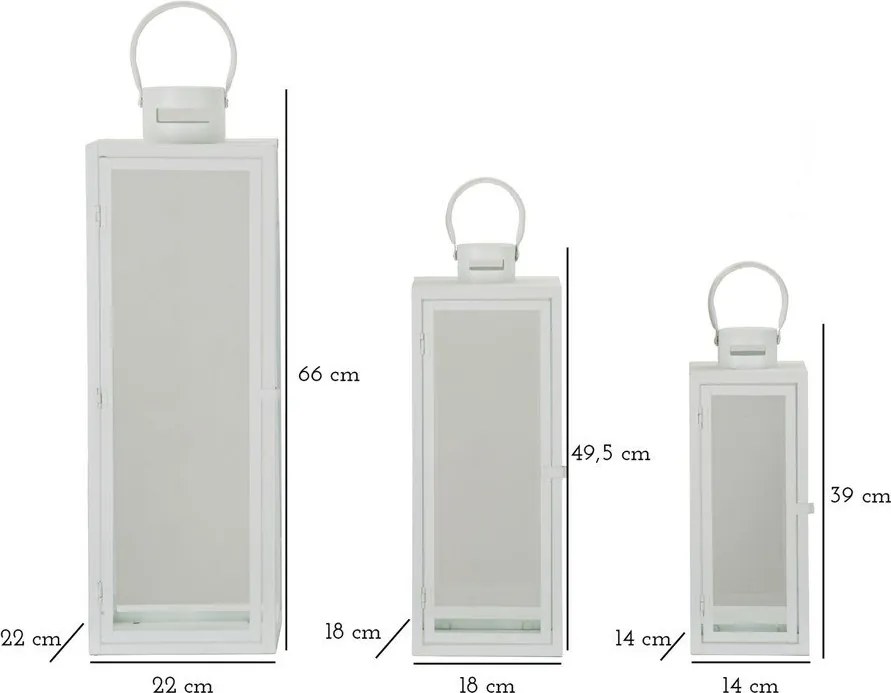 Felinar 3 buc. din metal (înălțime 66 cm) – Mauro Ferretti