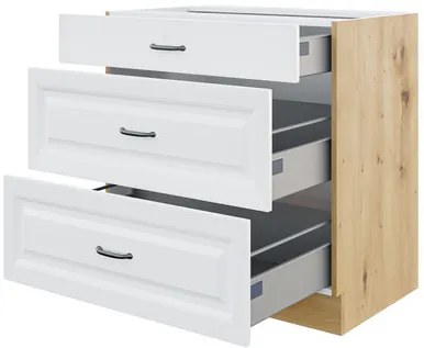 Dulap inferior de bucătărie cu sertare Vintageline 80 D 3S BB (Alb) . 1103343