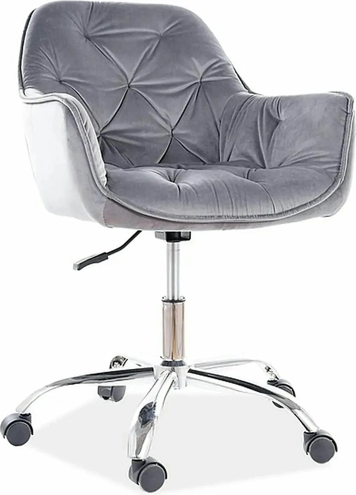 Scaun de birou Q-190, gri/crom, stofa catifelata/metal, 60x44x80/90 cm