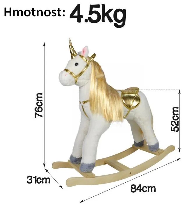Balansoar Unicorn Infantastic, 84x31x76 cm, aur
