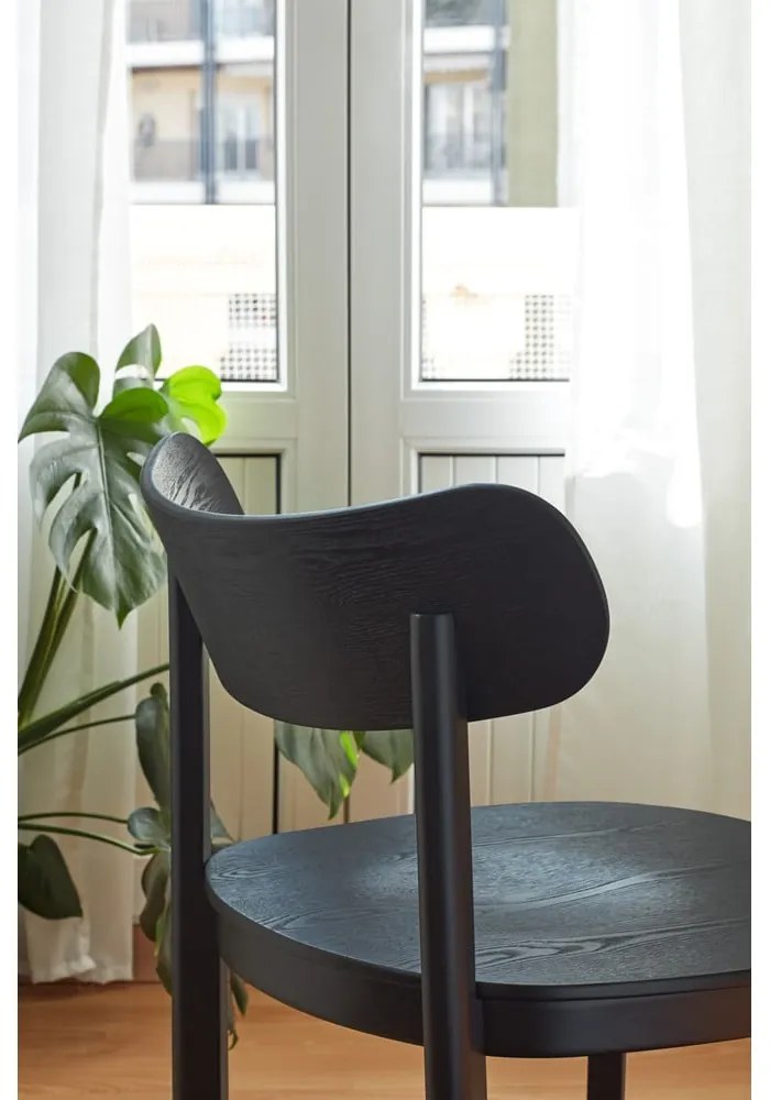 Fotoliu dining negru în decor frasin Nara - Teulat