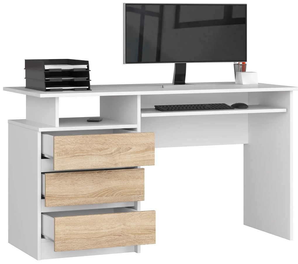 Masă PC Bronte (Alb + Stejar sonoma). 1069658
