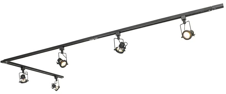 Sistem de șine industrial negru cu 5 spoturi monofazate - Suplux
