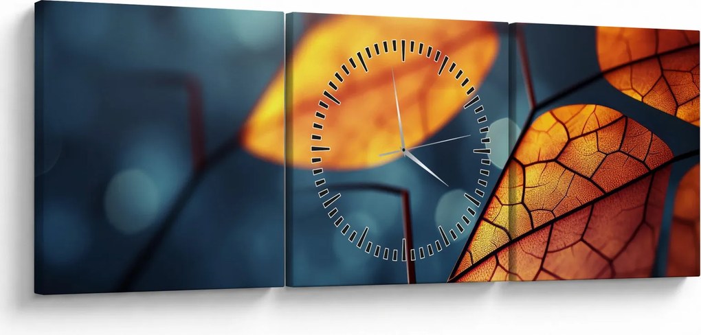 Tablou - Textura frunzelor (cu ceas) (90x30 cm)