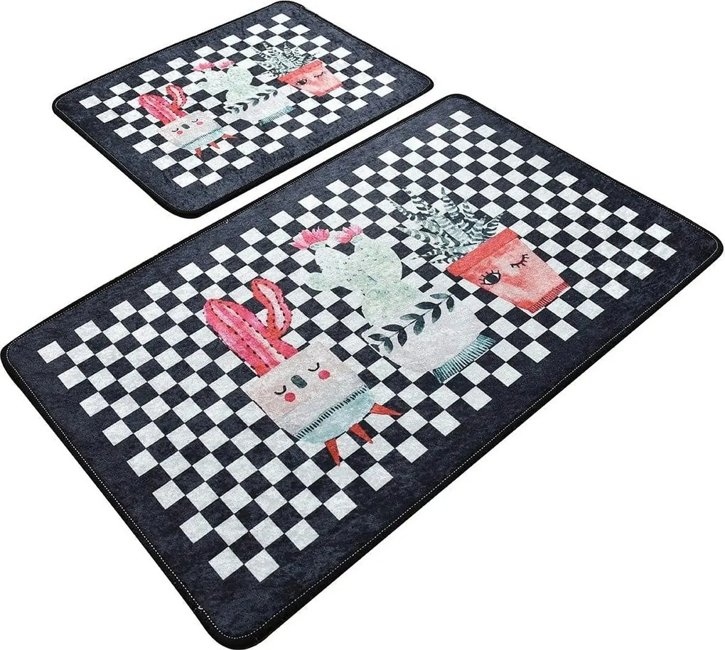 Set 2 covorase baie HAPPY HOUSE, forma dreptunghiulara, poliester, mul