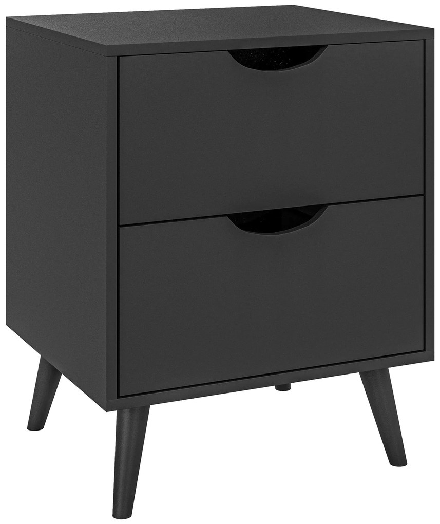 HOMCOM Masă de noapte masă de noapte cu 2 sertare, stil scandinav pentru cameră de dormit, sufragerie, 40 x 35 x 50,5 cm, Negru | Aosom Romania