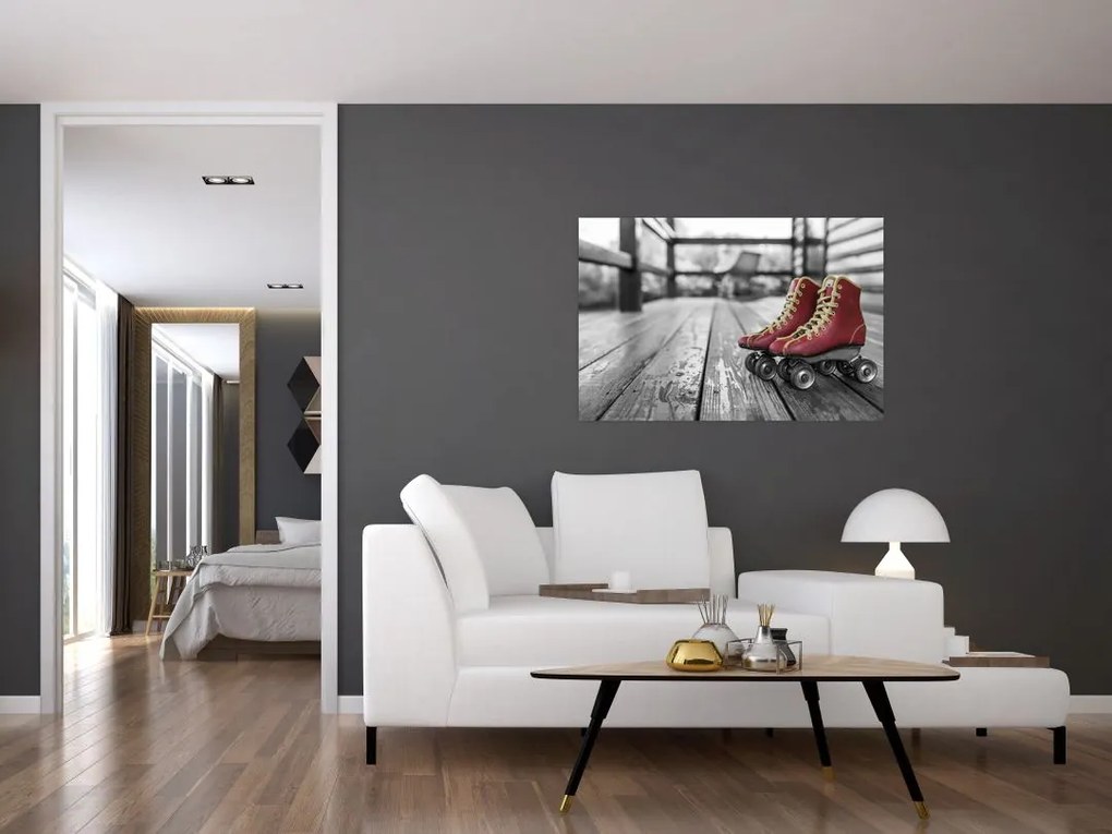 Tablou cu pantofi cu role vechi roșii (90x60 cm)