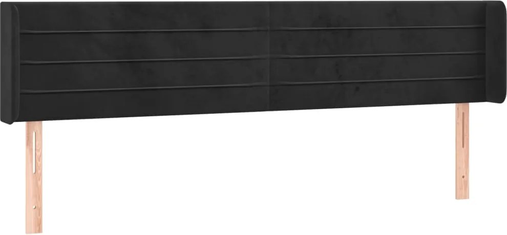 vidaXL Tăblie de pat cu aripioare negru 163x16x78/88 cm catifea