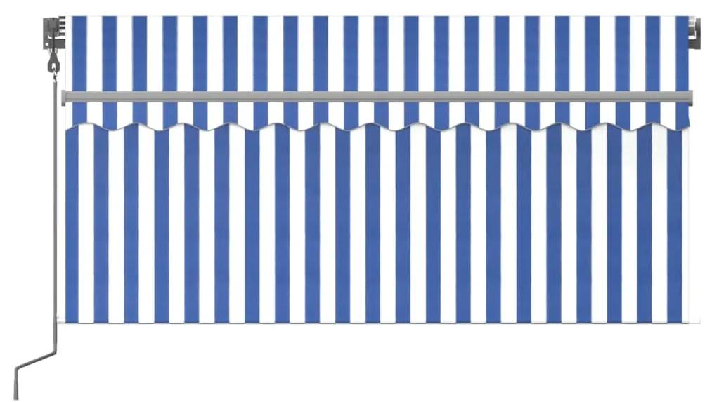 Copertina retractabila automat cu stor, albastru  alb, 3x2,5 m Albastru si alb, 3 x 2.5 m