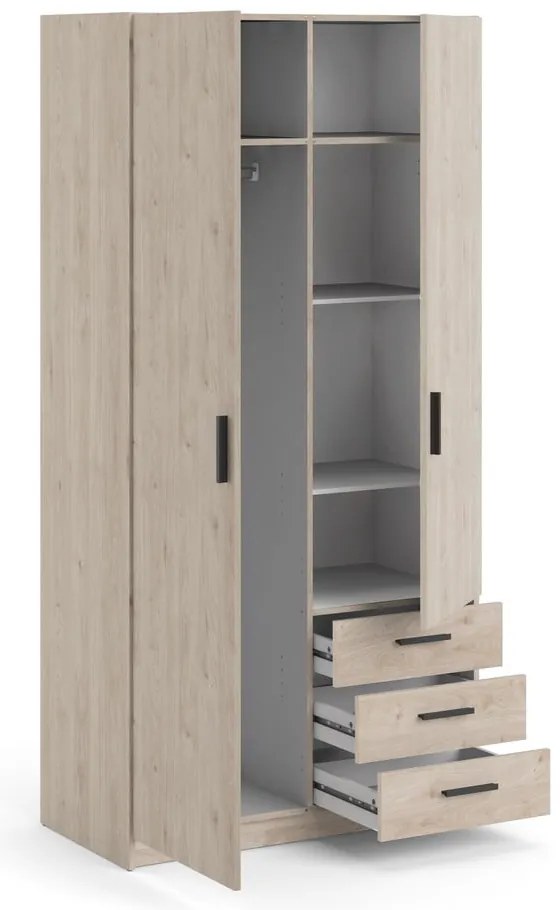 Șifonier în culoare naturală cu aspect de lemn de stejar 99x200 cm Sprint – Tvilum