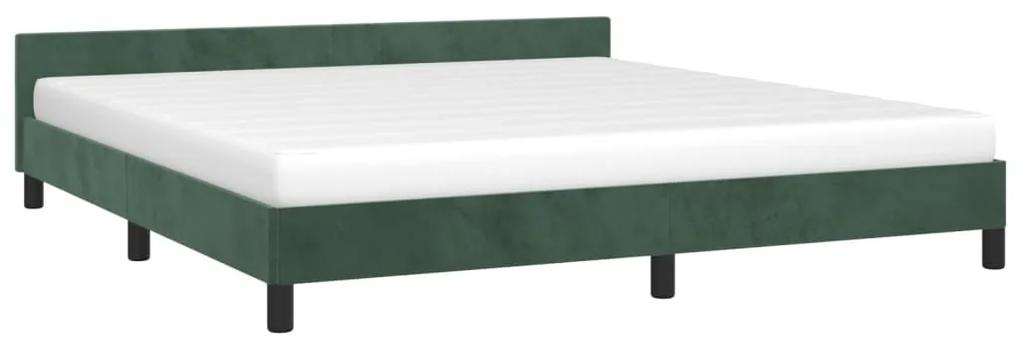 Cadru de pat cu tablie, verde inchis, 180x200 cm, catifea Verde, 180 x 200 cm