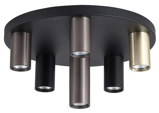 Plafoniera neagra cu 6 spoturi GU10 Tubes