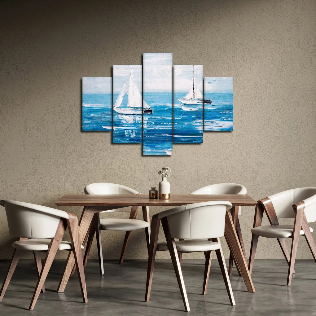 Tablou - Pictură yacht pe mare (150x105 cm)