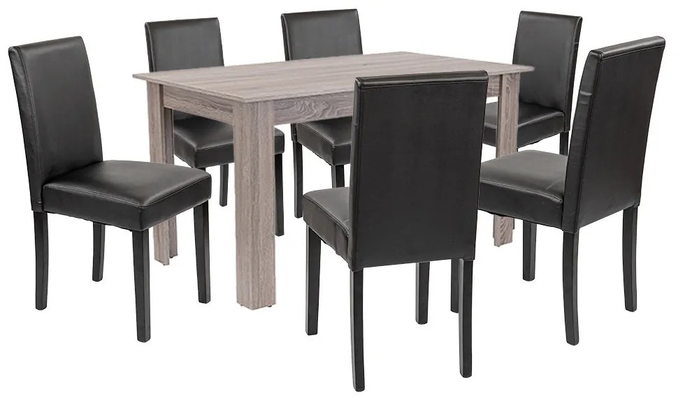Set de masă Leon 6+1 stejar York-negru