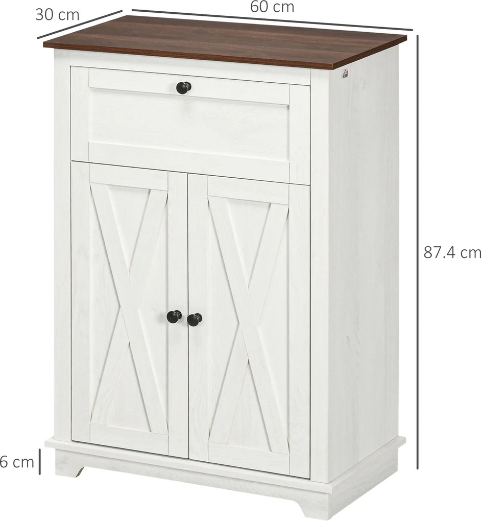 HOMCOM Bufet de depozitare cu multiple spații de depozitare, 2 uși cu raft reglabil, 1 sertar, 60L x 30Ad x 87,5Î cm | Aosom Romania