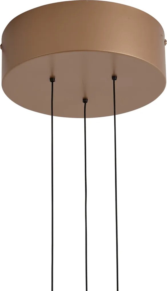 Lampă suspendată modernă bronz cu lemn de nuc, inclusiv LED reglabil - Smith
