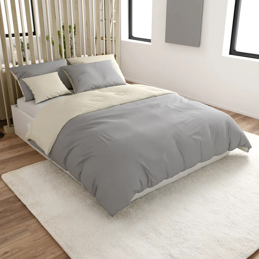 Lenjerie de pat din bumbac MONOCHROMATIC crem-gri Dimensiune lenjerie de pat: 70 x 90 cm | 140 x 200 cm