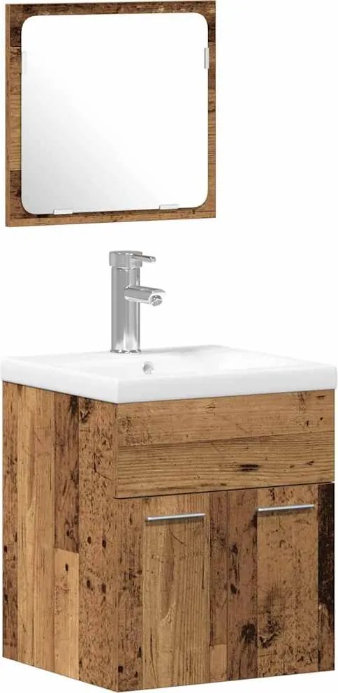 vidaXL Set de mobilier pentru baie 3 pcs Lemn Vechi Lemn compozit