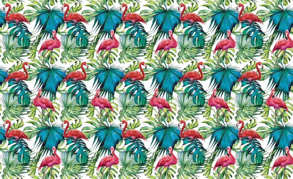 Fototapet - păsări flamingo și frunze (152,5x104 cm), în 8 de alte dimensiuni noi