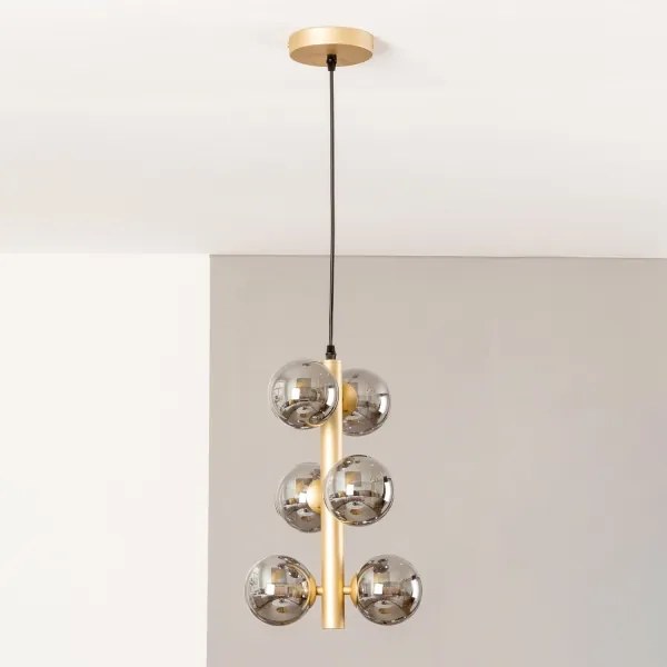 Lustră LED pe cablu Brilagi MILLA 6xG9/3W/230V auriu/fumuriu