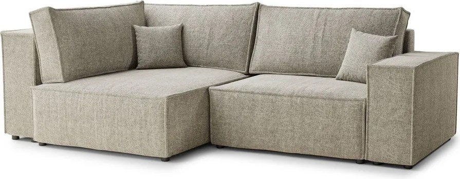 Colțar bej extensibil/cu spațiu de depozitare cu tapițerie din chenille (cu colț pe partea stângă/în formă de ”L”) Tonga – Maison de Rêve