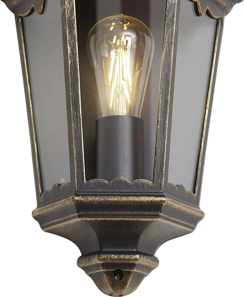 Felinar clasic de perete pentru exterior, auriu antic, IP44 - Havana Half