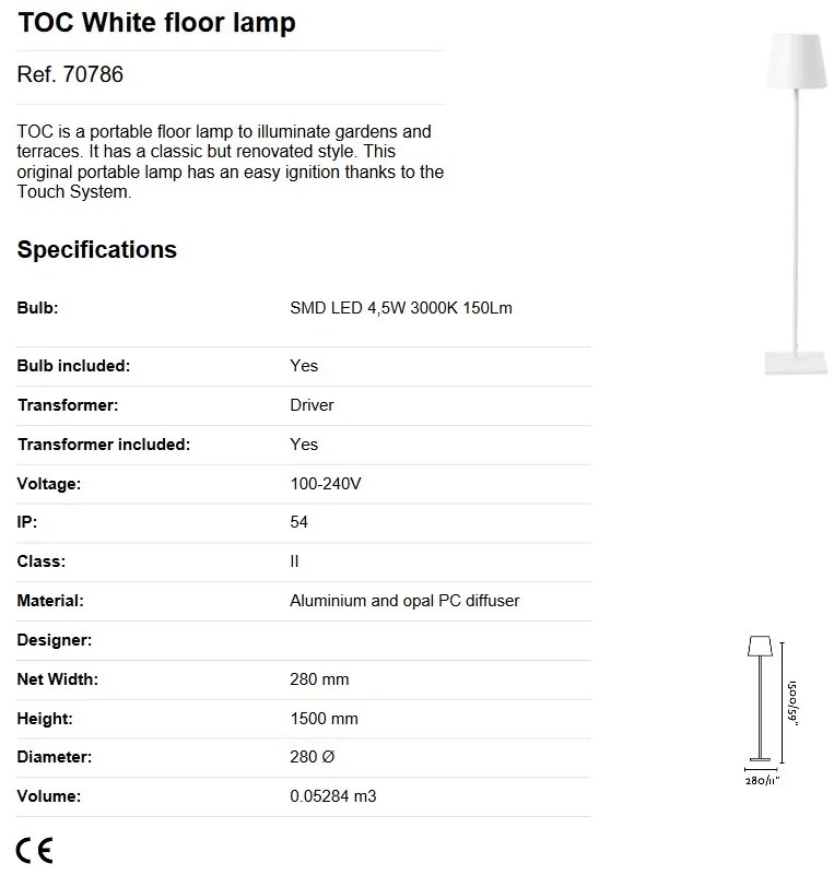 Lampadar LED portabil iluminat exterior decorativ IP54 TOC