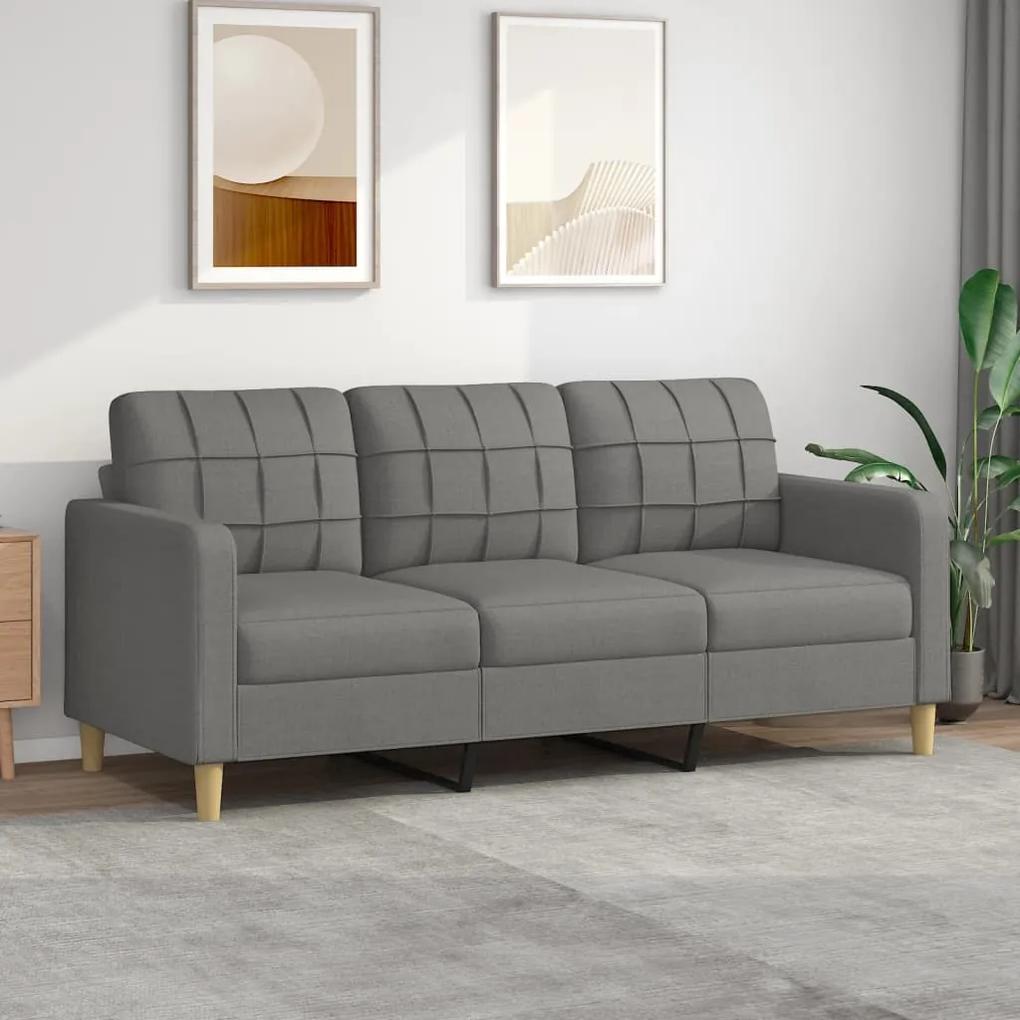 Canapea cu 3 locuri, gri inchis, 180 cm, material textil