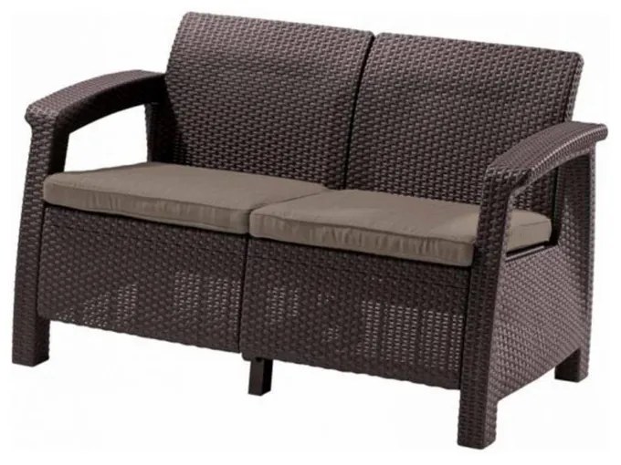 Canapea Corfu, maro, cu pernă taupe caldă